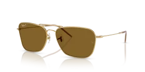 Rayban RBR0102S-001/83 อะริสต้าทอง แว่นกันแดดทรงสี่เหลี่ยมจัตุรัสเลนส์โพลาไรซ์น้ำตาลเข้ม สำหรับทั้งสองเพศ