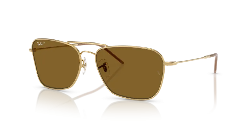 Rayban RBR0102S-001/83 อะริสต้าทอง แว่นกันแดดทรงสี่เหลี่ยมจัตุรัสเลนส์โพลาไรซ์น้ำตาลเข้ม สำหรับทั้งสองเพศ