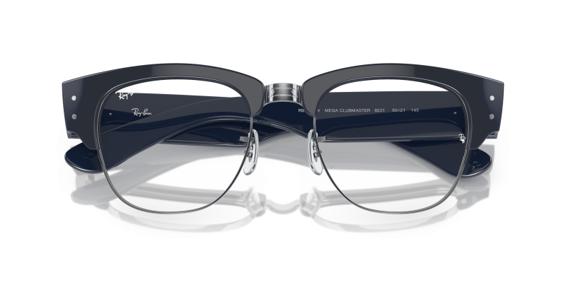 Rayban Mega Clubmaster RX0316V-8231 น้ำเงินตัดเงิน close-up ด้านหน้า