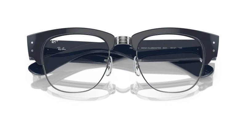 Rayban Mega Clubmaster RX0316V-8231 น้ำเงินตัดเงิน close-up ด้านหน้า