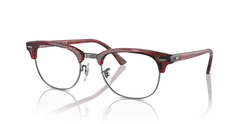 Rayban Clubmaster RX5154 8376 กรอบแถบแดงบนกันเมทัล เลนส์ใส