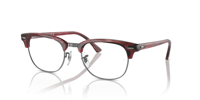 กรอบแว่นสายตา Rayban Clubmaster RX5154-8376 Striped Red On Gunmetal Rayban Clubmaster RX5154 8376 กรอบแถบแดงบนกันเมทัล เลนส์ใส
