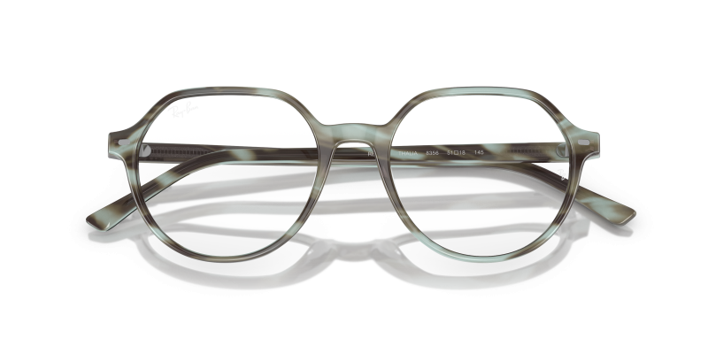Rayban Thalia RX5395-8356 ลายทางเขียว close-up ด้านหน้า