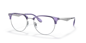 Rayban RX6396 3130 กรอบม่วงโปร่งใสพื้นเงิน เลนส์ใส