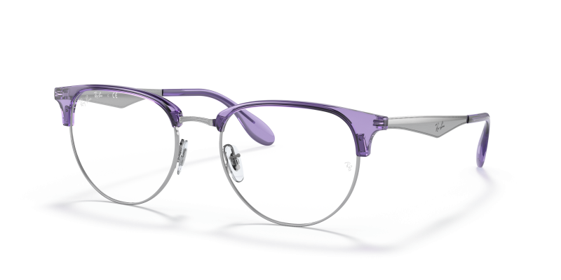 กรอบแว่นสายตา Rayban RX6396-3130 Transparent Violet On Silver Rayban RX6396 3130 กรอบม่วงโปร่งใสพื้นเงิน เลนส์ใส