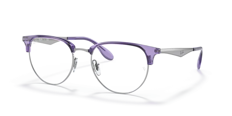 กรอบแว่นสายตา Rayban RX6396-3130 Transparent Violet On Silver Rayban RX6396 3130 กรอบม่วงโปร่งใสพื้นเงิน เลนส์ใส