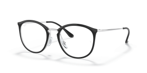 Rayban RX7140-5852 ดำพื้นโปร่งใส แว่นสายตาทรงแฟนทอส สำหรับผู้หญิง