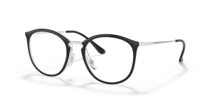 Rayban RX7140-5852 ดำพื้นโปร่งใส แว่นสายตาทรงแฟนทอส สำหรับผู้หญิง