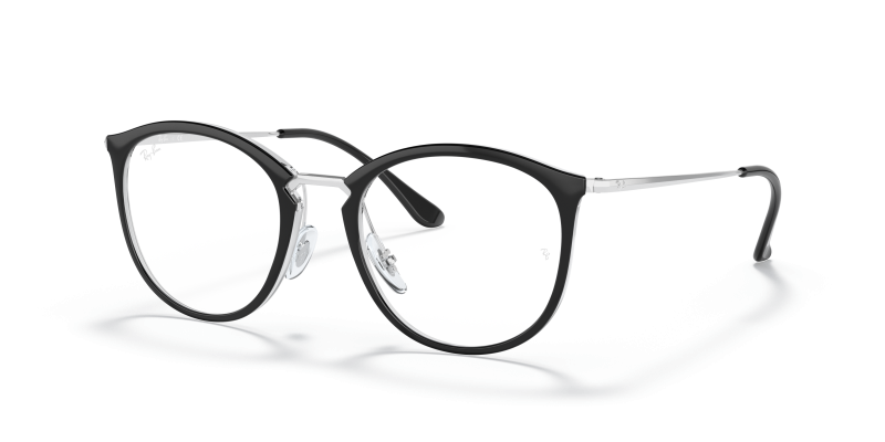 Rayban RX7140-5852 ดำพื้นโปร่งใส แว่นสายตาทรงแฟนทอส สำหรับผู้หญิง