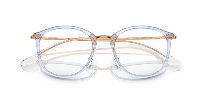 Rayban RX7140-8336 ฟ้าอ่อนโปร่งใส close-up ด้านหน้า