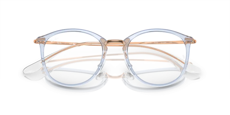 Rayban RX7140-8336 ฟ้าอ่อนโปร่งใส close-up ด้านหน้า