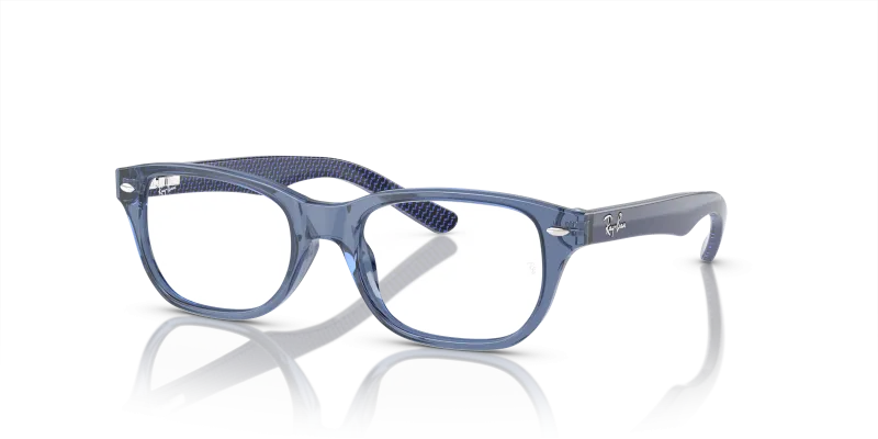 กรอบแว่นสายตาเด็ก Rayban RY1555F-3977 Transparent Blue Rayban RY1555F 3977 กรอบสีน้ำเงินโปร่งใส ขาแว่นยืดหยุ่น