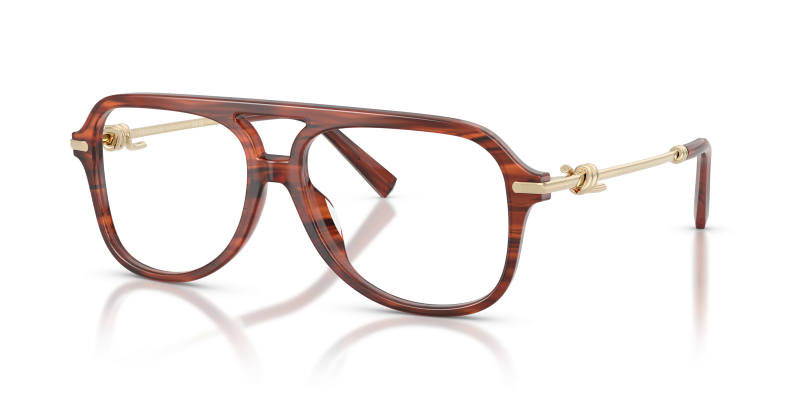 กรอบแว่นสายตา Tiffany & Co TF2283-8440 Ruby Striped Havana Tiffany & Co TF2283 8440 แว่นสายตาทรงนักบินลายฮาวานาทับทิม ผู้หญิง