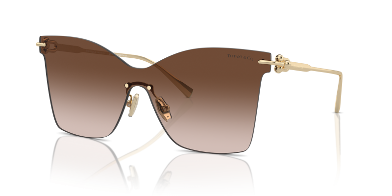 Tiffany & Co TF3103K-62123B แว่นกันแดดโลหะชุบทองซีด เลนส์ไล่ระดับสีน้ำตาล สุภาพสตรี