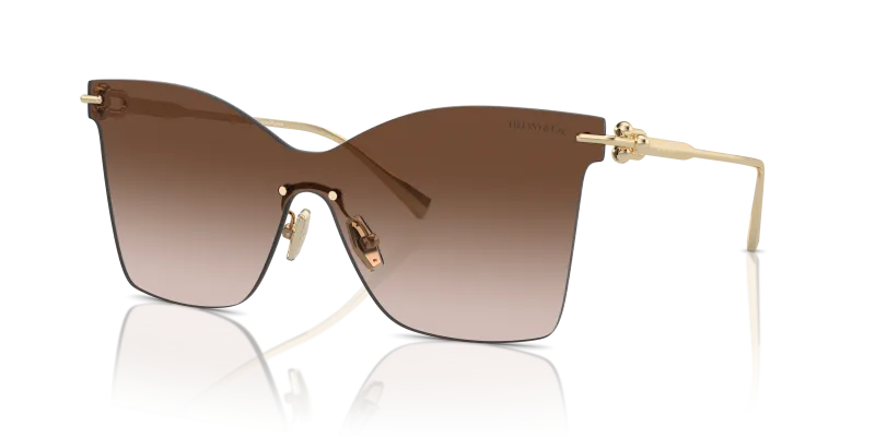 Tiffany & Co TF3103K-62123B แว่นกันแดดโลหะชุบทองซีด เลนส์ไล่ระดับสีน้ำตาล สุภาพสตรี