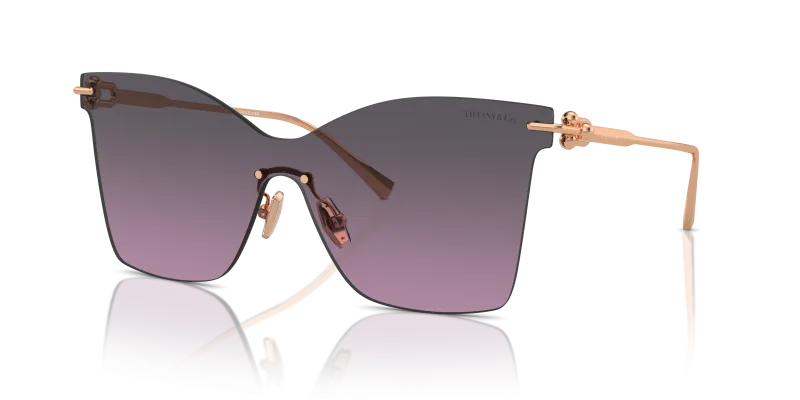 แว่นกันแดด Tiffany & Co TF3103K-62144Q Rose Gold Plated Light Violet Gradient Tiffany & Co TF3103K 62144Q แว่นกันแดดโรสโกลด์ไร้ขอบ สำหรับผู้หญิง