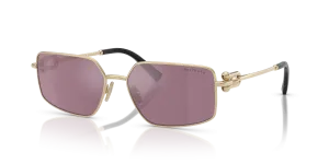 Tiffany & Co TF3111-6194AK แว่นกันแดดโลหะสีทองอ่อน เลนส์มิเรอร์เงินโทนม่วงด้านใน Unisex