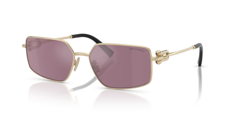 แว่นกันแดด Tiffany & Co TF3111-6194AK Pale Gold Silver Mirror Internal Violet Tiffany & Co TF3111-6194AK แว่นกันแดดโลหะสีทองอ่อน เลนส์มิเรอร์เงินโทนม่วงด้านใน Unisex