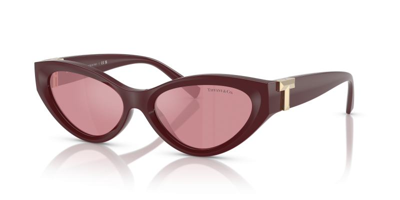 Tiffany & Co TF4225U-838930 แว่นกันแดดสีเบอร์กันดี เลนส์ชมพูมิเรอร์เงินด้านหลัง สำหรับผู้หญิง