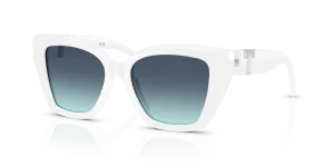 Tiffany & Co TF4239U 83929S แว่นกันแดดสีขาวสว่างเลนส์ไล่ระดับน้ำเงิน สำหรับผู้หญิง
