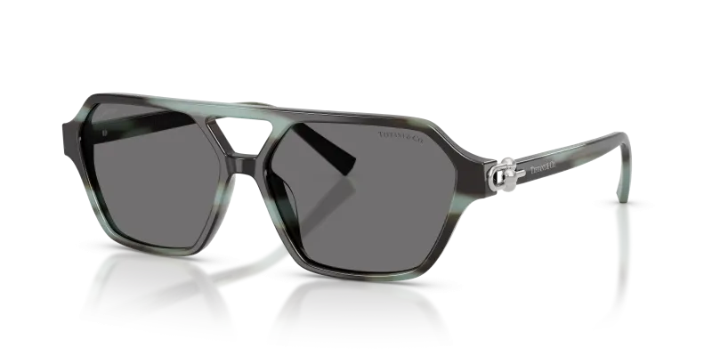แว่นกันแดด Tiffany & Co TF4264U-844381 Striped Black Tiffany Dark Grey Polarized Tiffany & Co TF4264U 844381 แว่นกันแดดลายเส้นดำไซส์ XXL Unisex