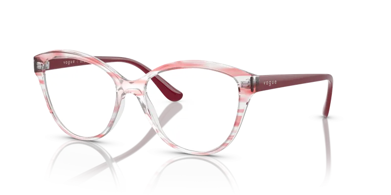กรอบแว่นสายตา Vogue VO5489-3059 Top Texture Red Transparent Vogue VO5489 3059 แว่นสายตาลายไล่โทนแดง สำหรับผู้หญิง