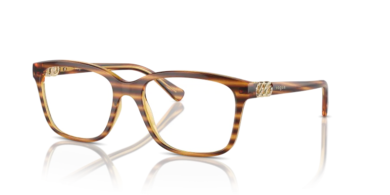 กรอบแว่นสายตา Vogue VO5574B-1508 Striped Dark Havana Vogue VO5574B 1508 แว่นสายตาลายฮาวานาเข้มแถบ สำหรับผู้หญิง