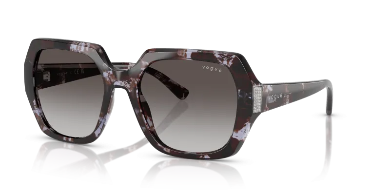 แว่นกันแดด Vogue VO5612SB-31788G Purple Havana Dark Grey Gradient Vogue VO5612SB 31788G แว่นกันแดดทรงเรขาคณิตฮาวานาม่วงประดับคริสตัล สำหรับผู้หญิง