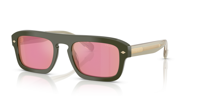 แว่นกันแดด Vogue VO5620S-3217F6 Full Green Red Mirror Dark Pink Vogue VO5620S 3217F6 แว่นกันแดดสีเขียวเต็มเลนส์มิเรอร์แดงชมพูเข้ม สำหรับผู้ชาย