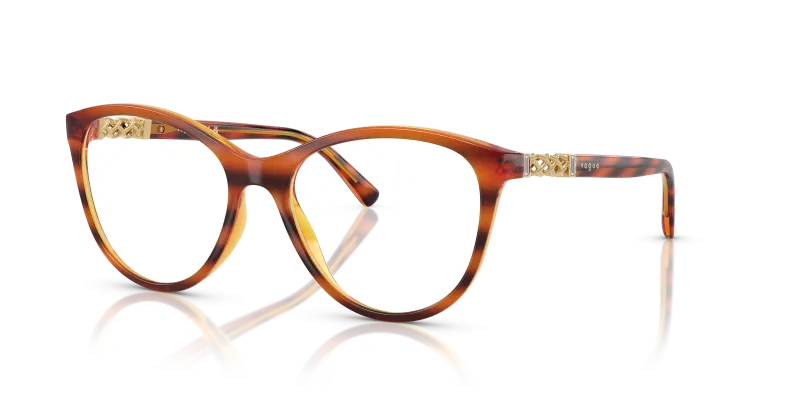 กรอบแว่นสายตา Vogue VO5631B-1508 Striped Dark Havana Vogue VO5631B 1508 แว่นสายตาฮาวานาเข้มลายแถบ ผู้หญิง