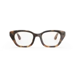 แว่น Meta Capri กรอบ Espresso Tortoise เลนส์ Clear มุมหน้า