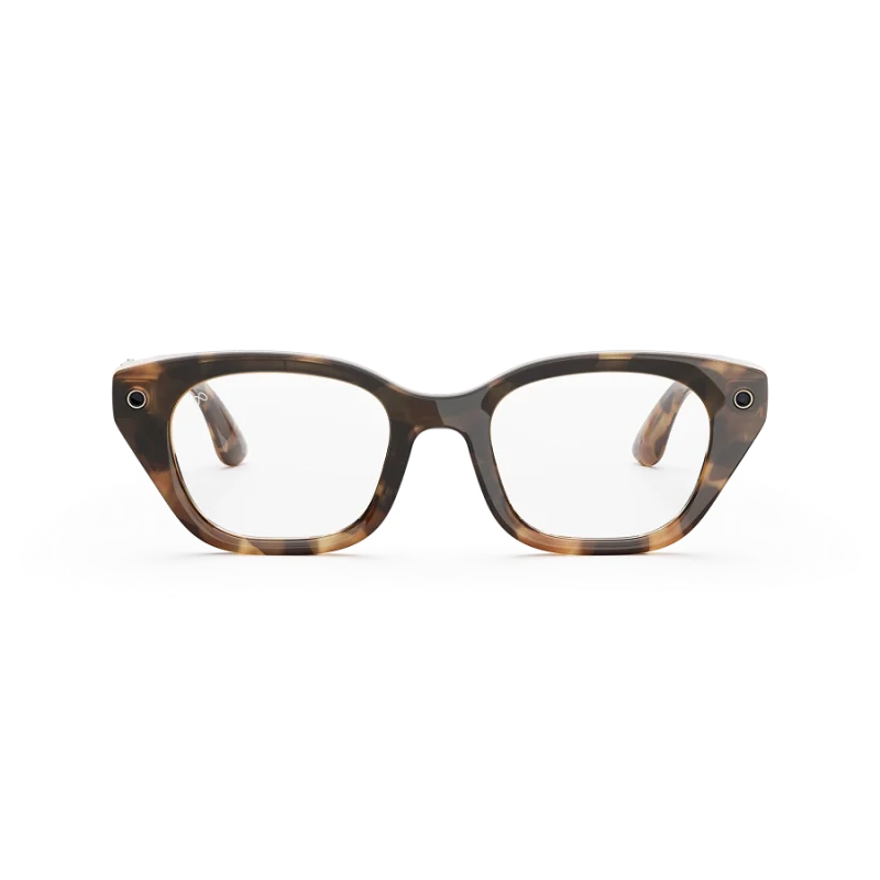 แว่น Meta Capri กรอบ Espresso Tortoise เลนส์ Clear มุมหน้า