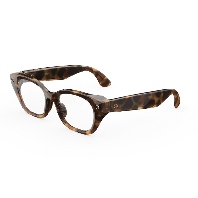 แว่น Meta Capri กรอบ Espresso Tortoise เลนส์ Clear มุมเฉียงซ้าย