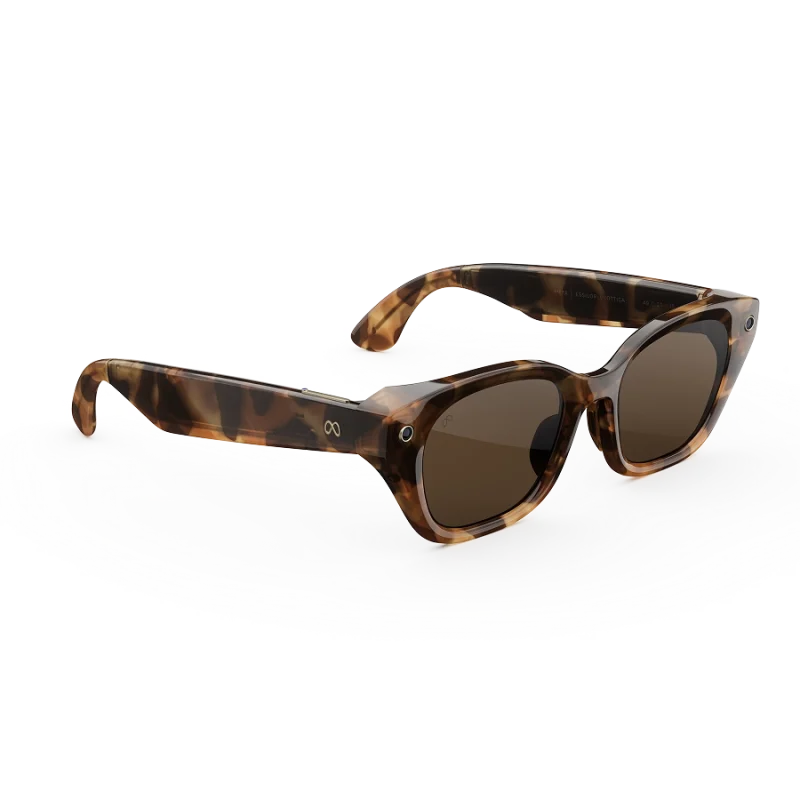 แว่น Meta Capri กรอบ Espresso Tortoise เลนส์ Polarized Brown มุมเฉียงขวา