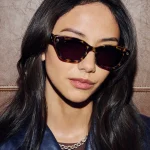 แว่น Meta Capri กรอบ Espresso Tortoise เลนส์ Polarized Brown ภาพขณะสวมใส่