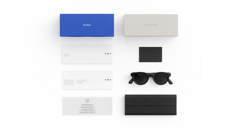 แว่น Meta Nova กรอบ Classic Black เลนส์ Polarized Grey อุปกรณ์ในกล่องพร้อมเคสชาร์จ
