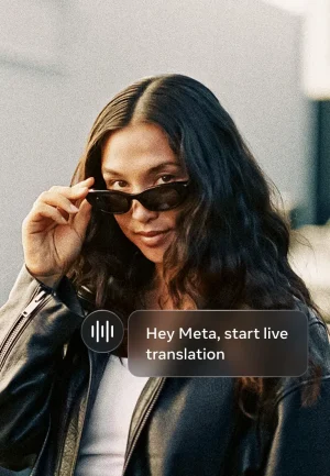 ผู้หญิงสวม Meta Starfire และเริ่มแปลภาษาด้วย Meta AI