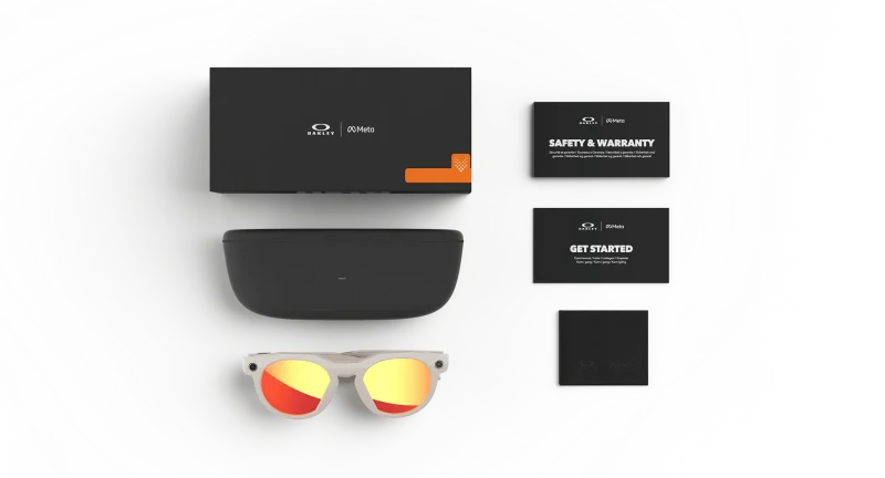 Oakley Meta HSTN OW8002-04 Warm Grey Prizm Ruby พร้อมเคสชาร์จและอุปกรณ์ในชุด