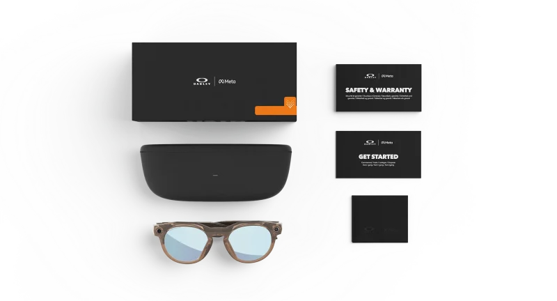 Oakley Meta HSTN OW8002-06 Brown Smoke Prizm Deep Water Polarized พร้อมเคสชาร์จและอุปกรณ์ในชุด
