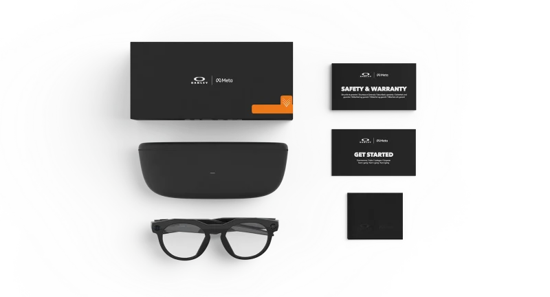 Oakley Meta HSTN OW8002-07 Black Clear พร้อมเคสชาร์จและอุปกรณ์ในชุด
