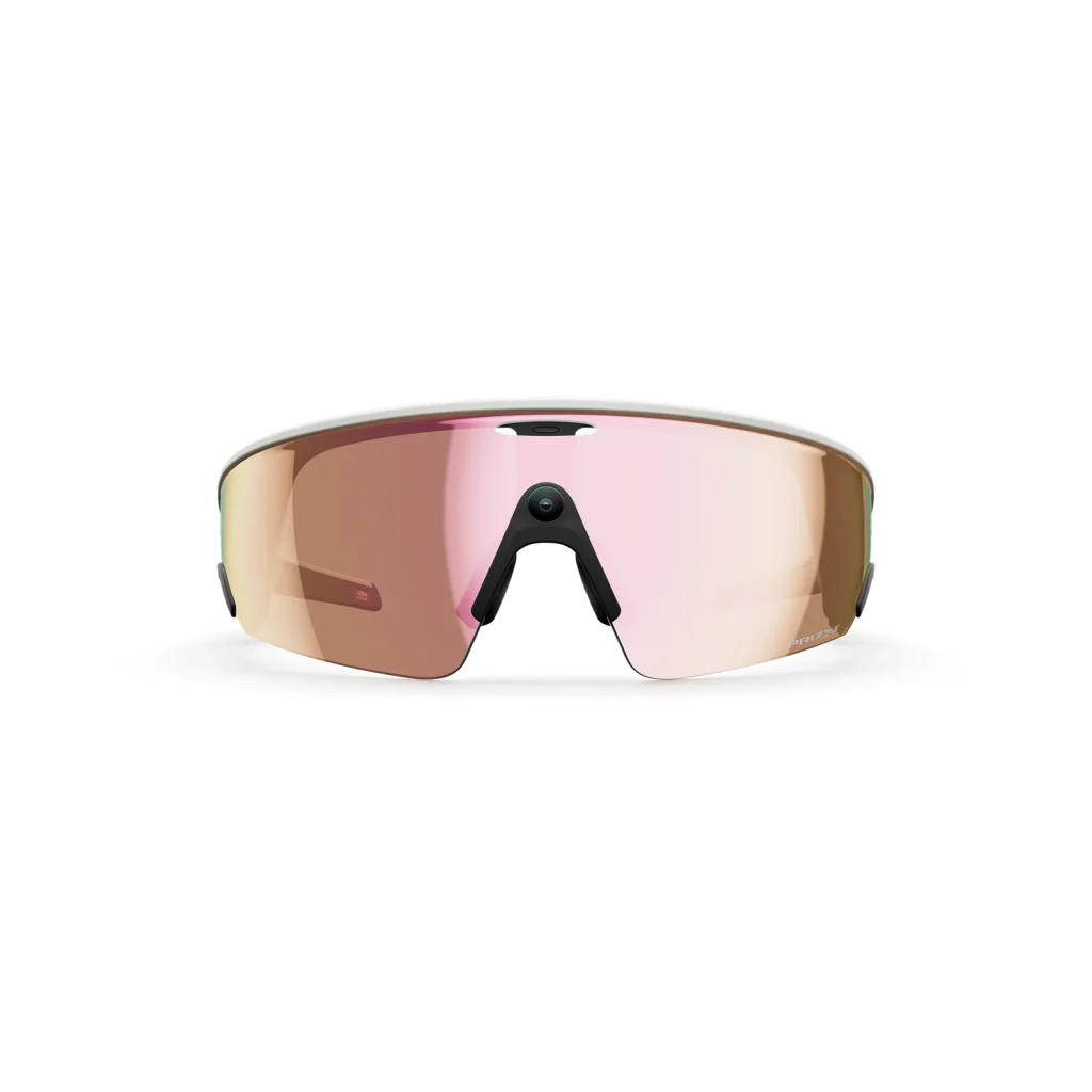 มุมด้านหน้า Oakley Meta Vanguard White Prizm Rose Gold