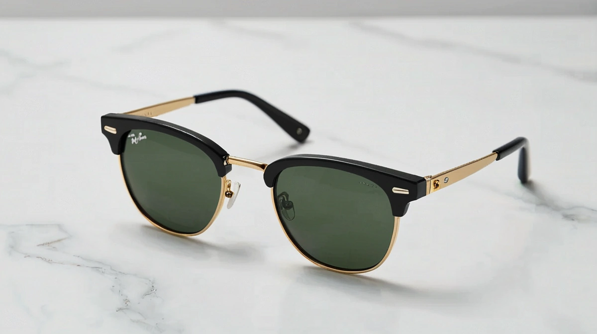 Rayban Clubmaster คืออะไร รุ่น ขนาด และ Asian Fit สำหรับคนไทย แว่น Rayban Clubmaster กรอบสีดำทองทรง Browline สไตล์คลาสสิก