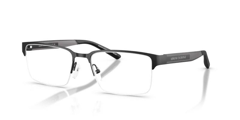 กรอบแว่นสายตา Armani Exchange AX1075-6000 Matte Black แว่นสายตา Armani Exchange AX1075-6000 มุมเฉียง กรอบโลหะครึ่งขอบสีดำด้าน สำหรับผู้ชาย