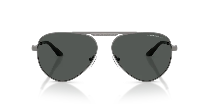 แว่นกันแดด Armani Exchange AX2060S-600387 ด้านหน้า กรอบโลหะสีกันเมทัลด้าน เลนส์สีเทาเข้ม