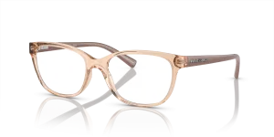 แว่นสายตา Armani Exchange AX3037-8342 มุมเฉียง กรอบทรงตาแมวเต็มขอบสีทุนดราโปร่งใสประกายผิวขัดเงา สำหรับผู้หญิง