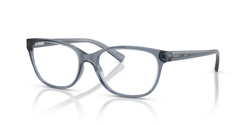 แว่นสายตา Armani Exchange AX3037-8410 น้ำเงินโปร่งใสประกาย ทรงตาแมว (Cat Eye) ฉีด มุมสามส่วน