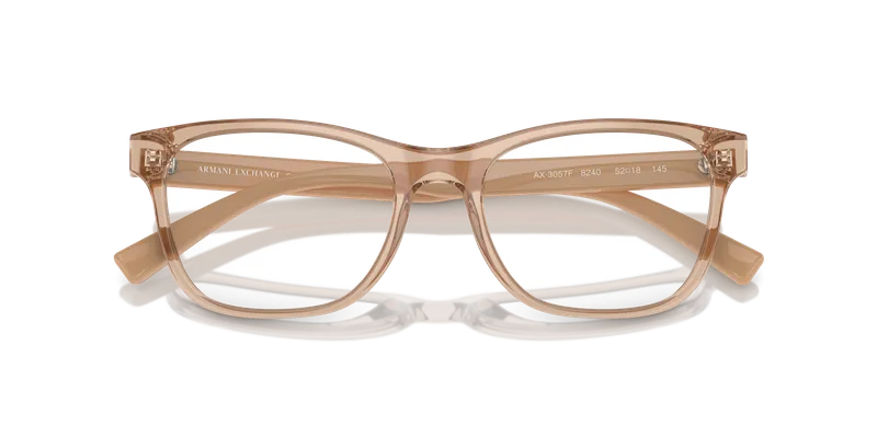แว่นสายตา Armani Exchange AX3057F-8240 close-up ด้านหน้า สีทุนดราโปร่งใสประกาย