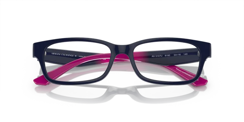 แว่นสายตา Armani Exchange AX3107U-8192 น้ำเงินประกาย ระยะใกล้ด้านหน้า