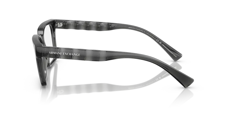 แว่นสายตา Armani Exchange AX3122F-8356 เทาโปร่งใสประกาย มุมขาวัสดุฉีดด้านข้าง