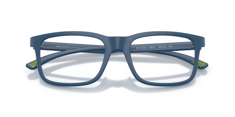 แว่นสายตา Armani Exchange AX3125U-8376 close-up ด้านหน้า ผิวสีน้ำเงินเข้มด้าน